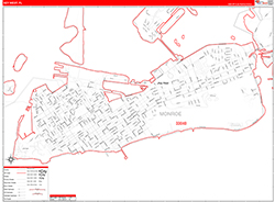 Key West Wall Map Zip Code Red Line Style 2026
